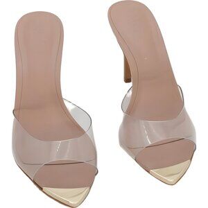 INC International Concepts Amra Clear Vinyl Dress Slide Sandals Women US 5.5M